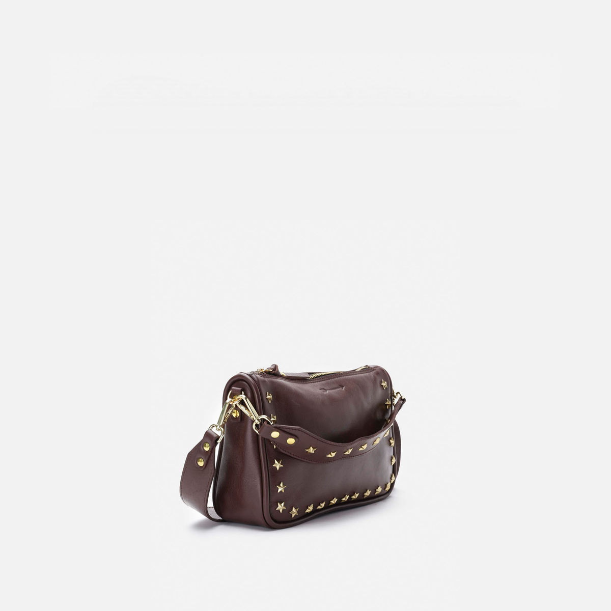 Sandy Stars leather bag with stars in testa brown, by Mercules