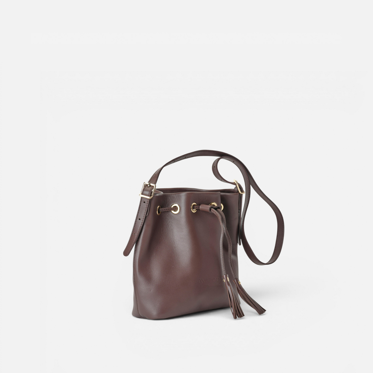 Bolso bombonera de piel Pampa color marrón testa, de Mercules