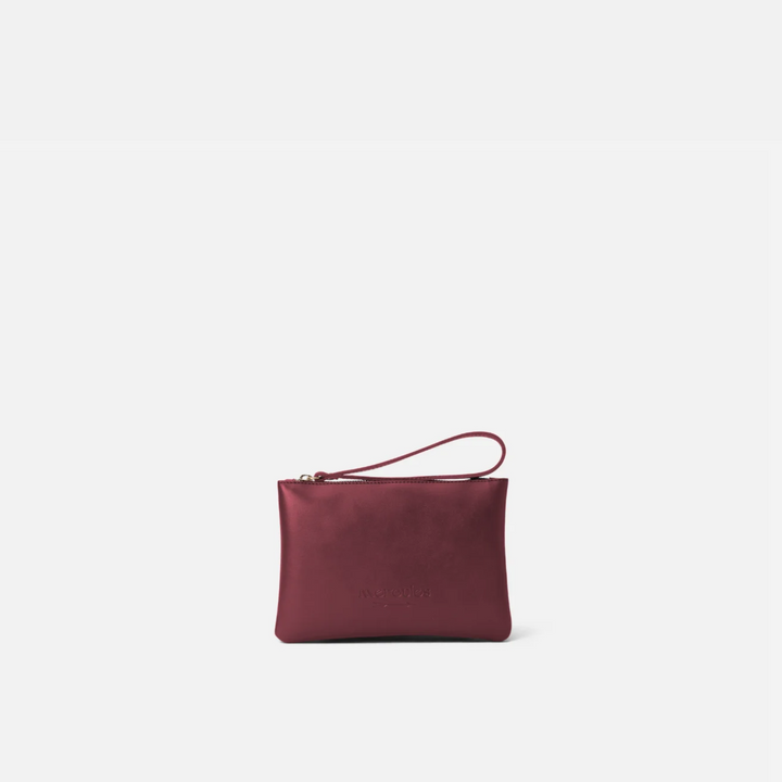 Clutch de piel Zipper color burdeos, de Mercules