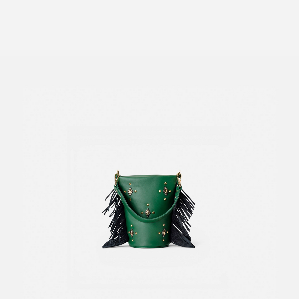 Bolso pequeño con flecos Candy Flecos color verde y negro, de Mercules