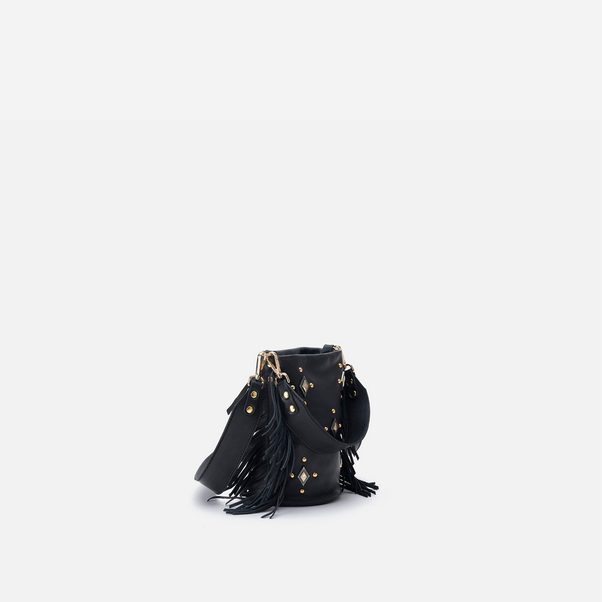 Bolso pequeño con flecos Candy Flecos color negro, de Mercules