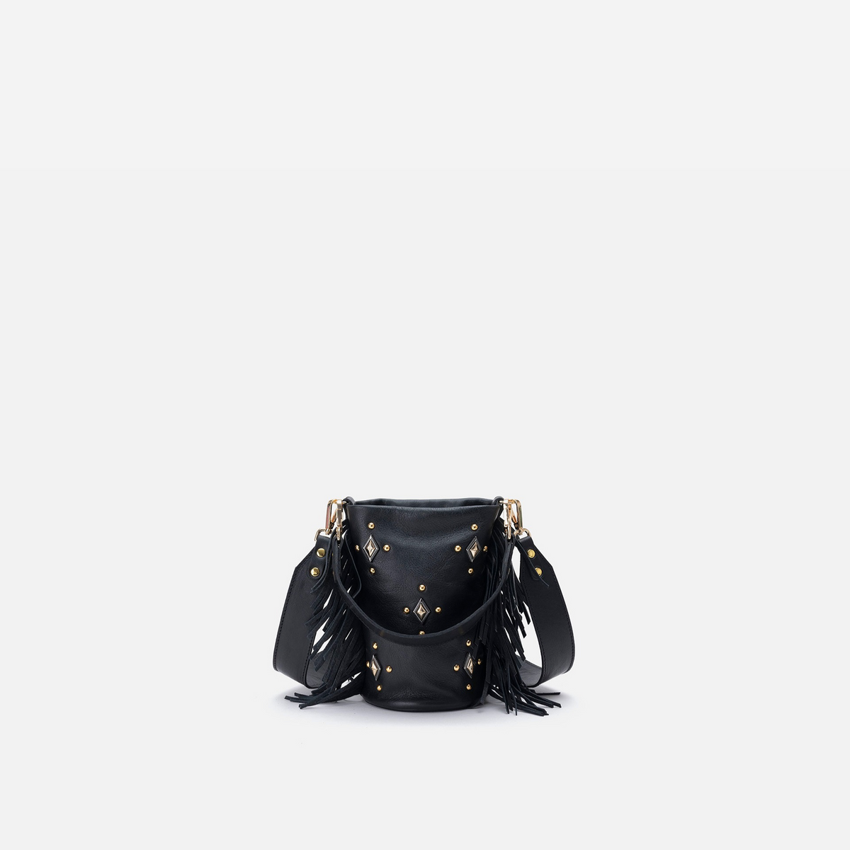 Bolso pequeño con flecos Candy Flecos color negro, de Mercules
