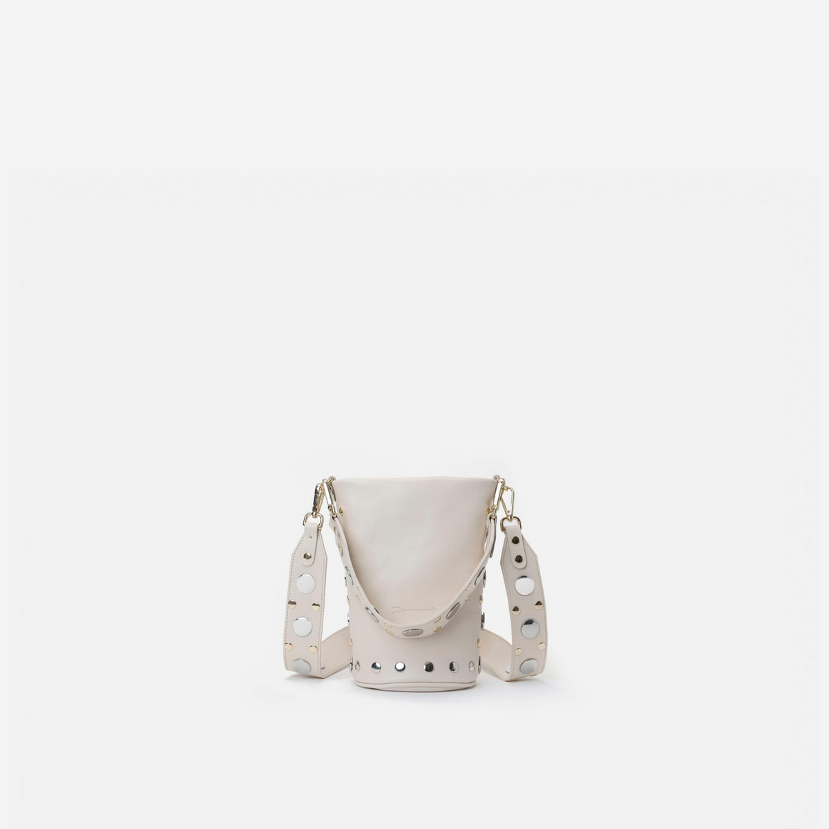 Bolso pequeño con tachuelas Candy Disco color hueso, de Mercules