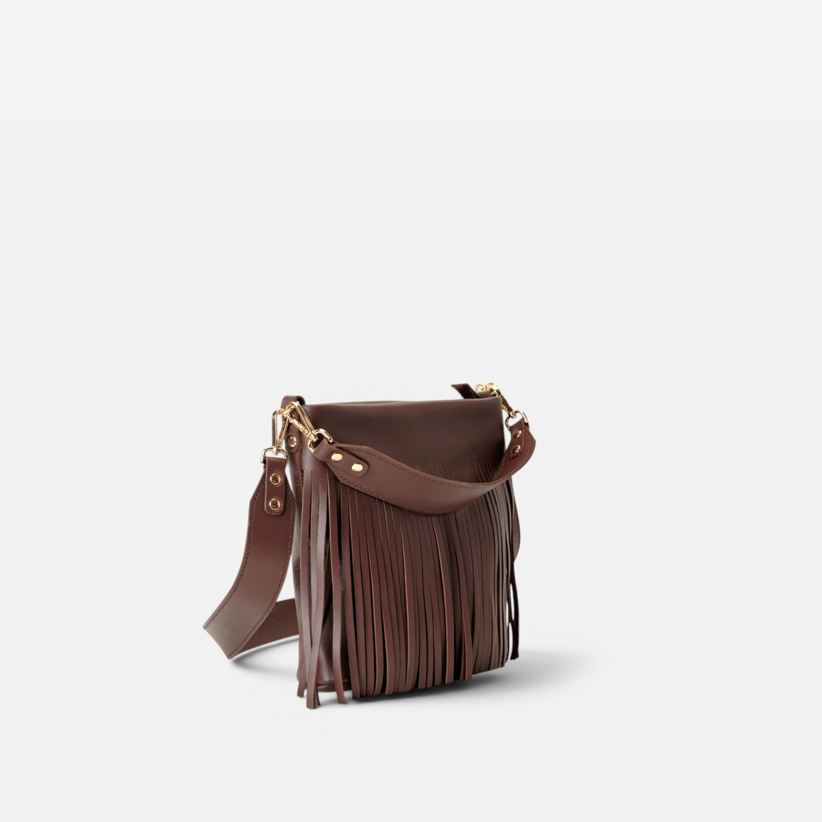 Bolso de piel con flecos Tango flecos color marrón testa, de Mercules