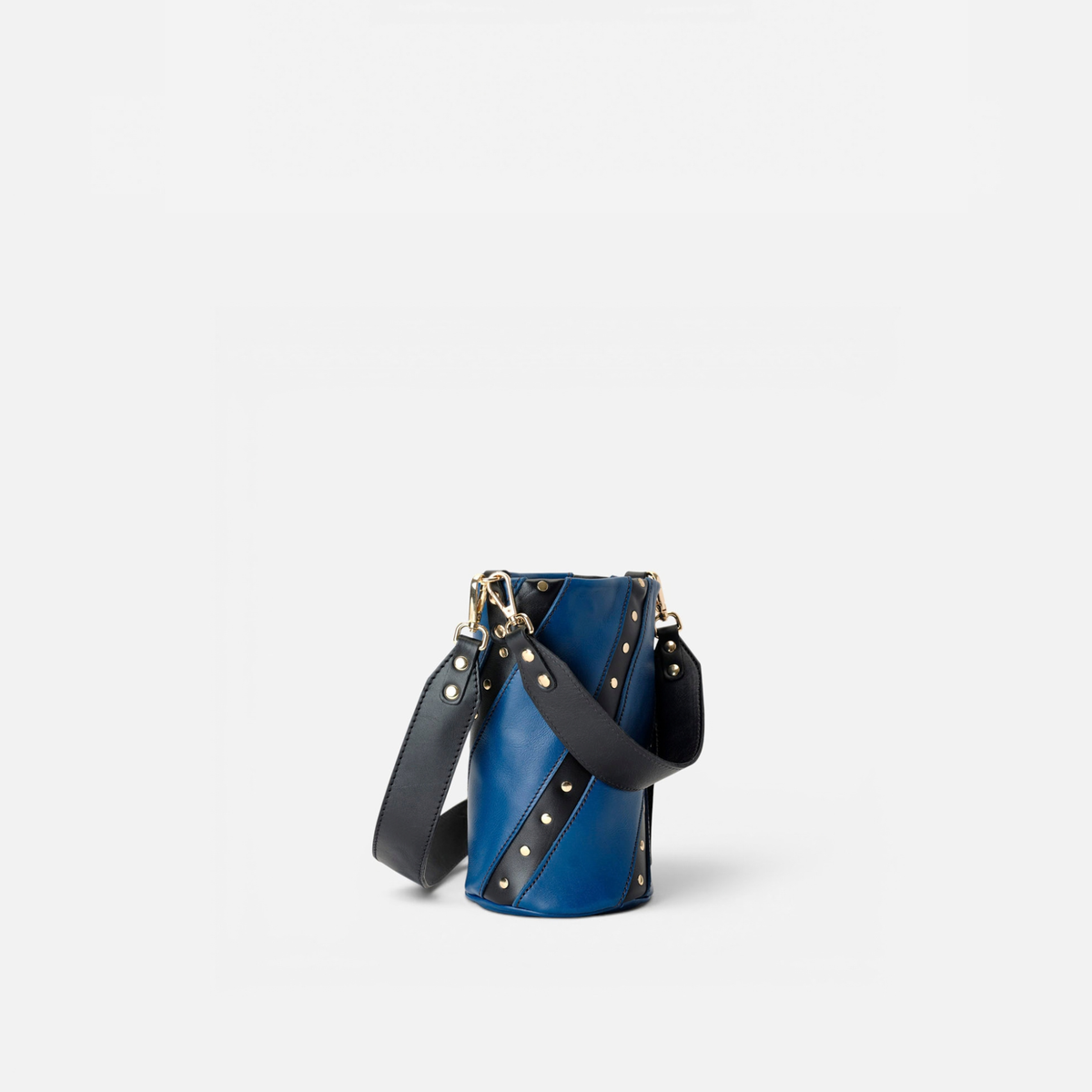 Candy Twist small studded bag in navy and black, by Mercules