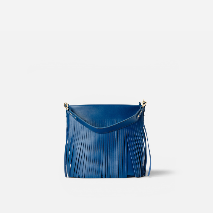 Tango Fringes leather bag with fringes in navy, by Mercules