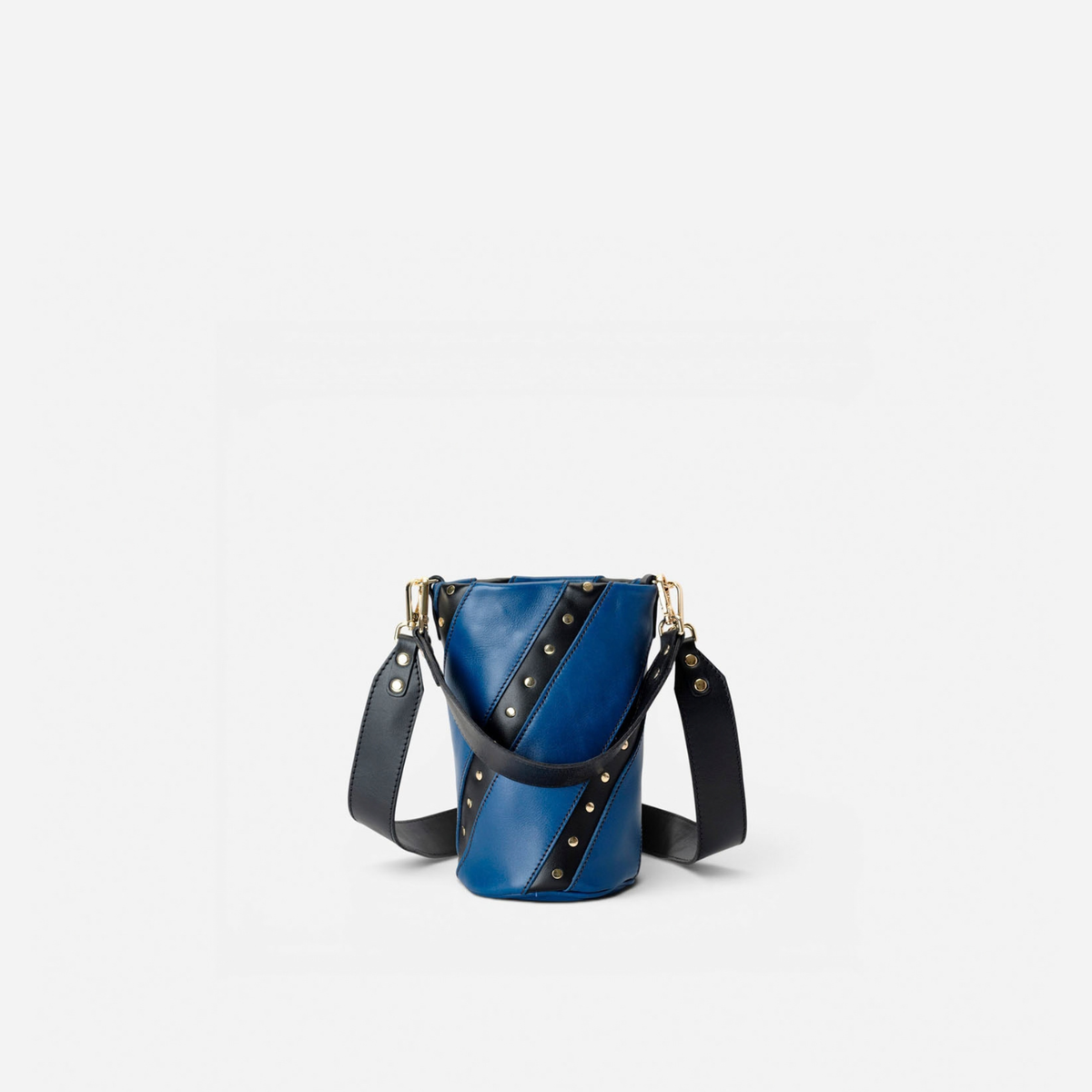 Candy Twist small studded bag in navy and black, by Mercules