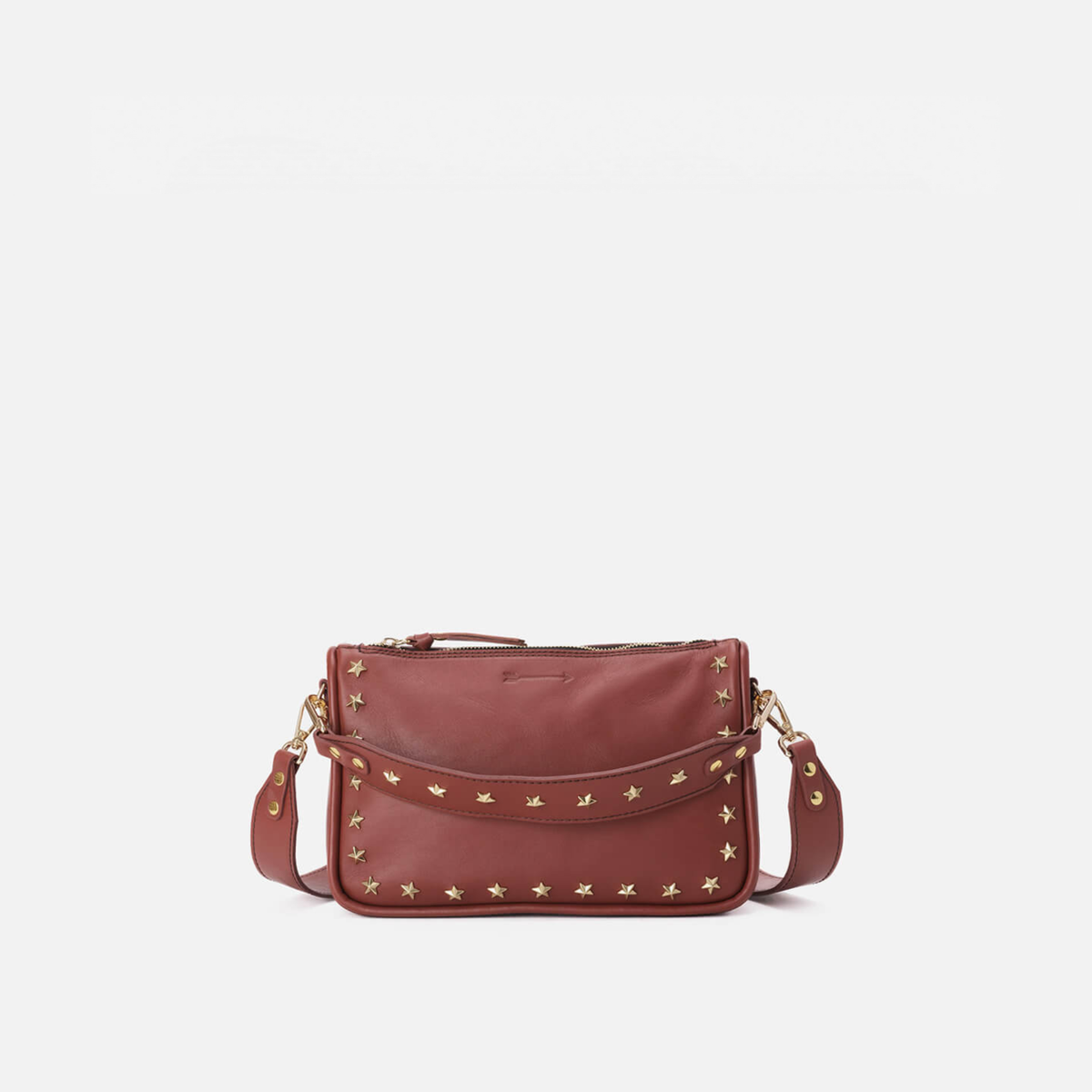 Bolso de piel con estrellas Sandy Stars color teja, de Mercules