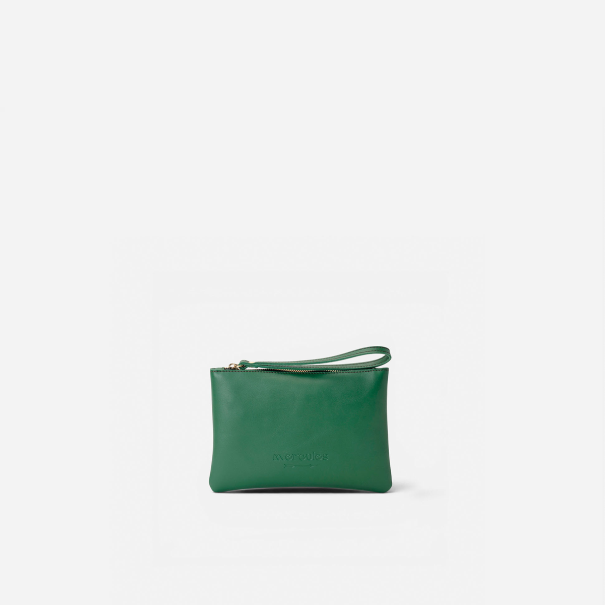 Clutch de piel Zipper color verde, de Mercules