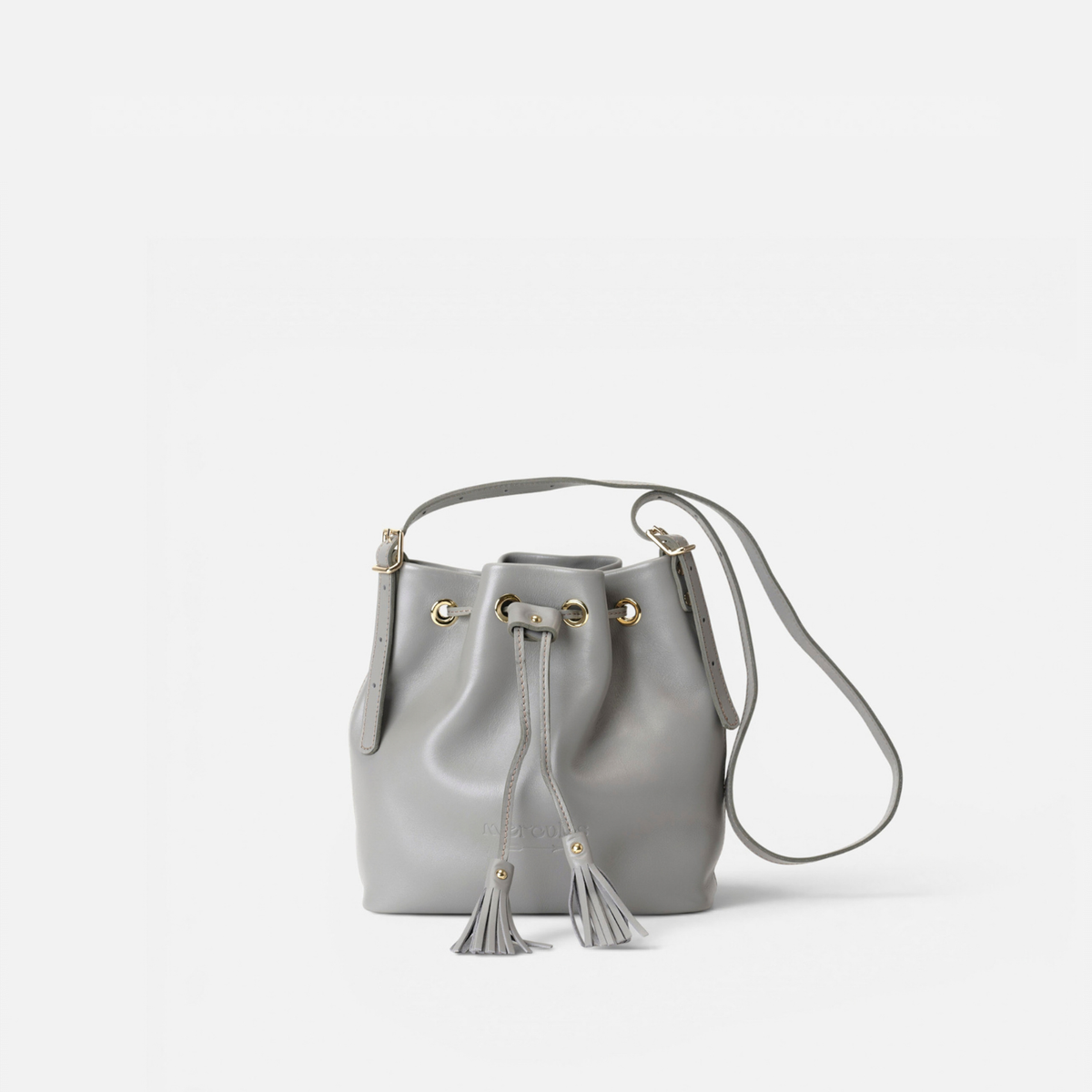 Bolso bombonera de piel Pampa color gris, de Mercules