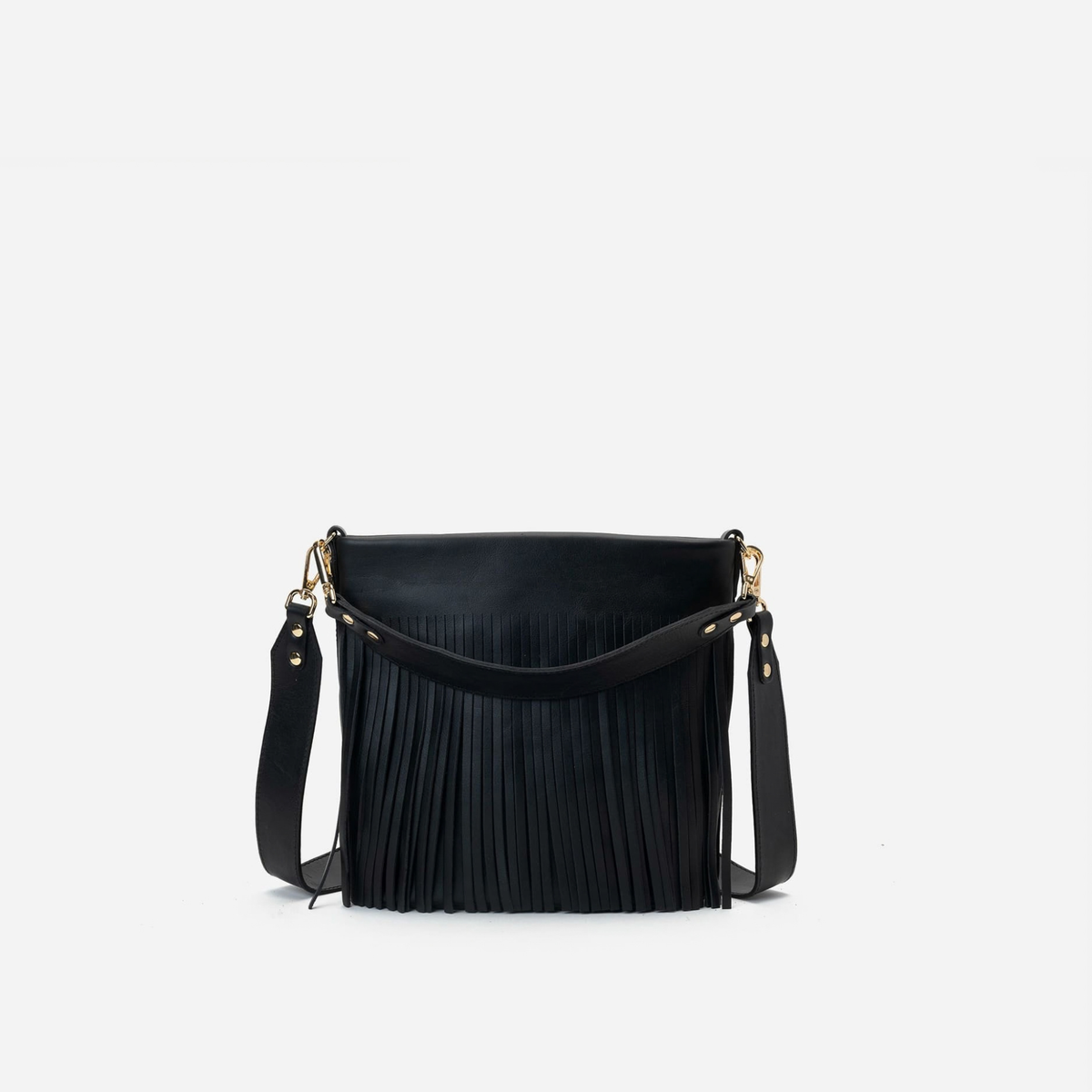 Bolso de piel con flecos Tango Flecos color negro, de Mercules