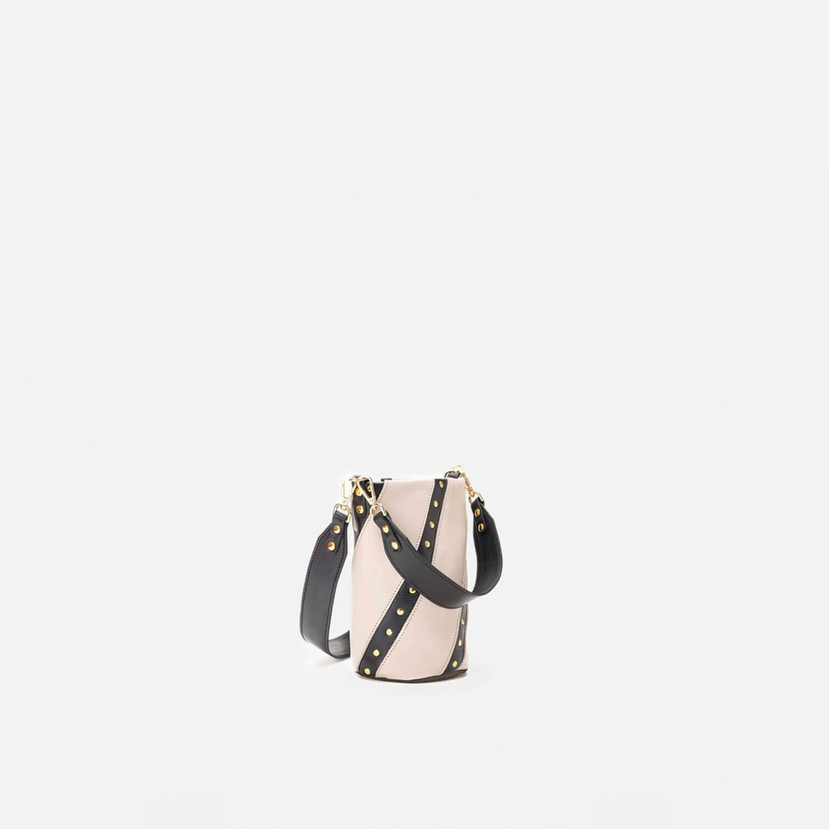 Candy Twist small studded bag in bone and black, by Mercules