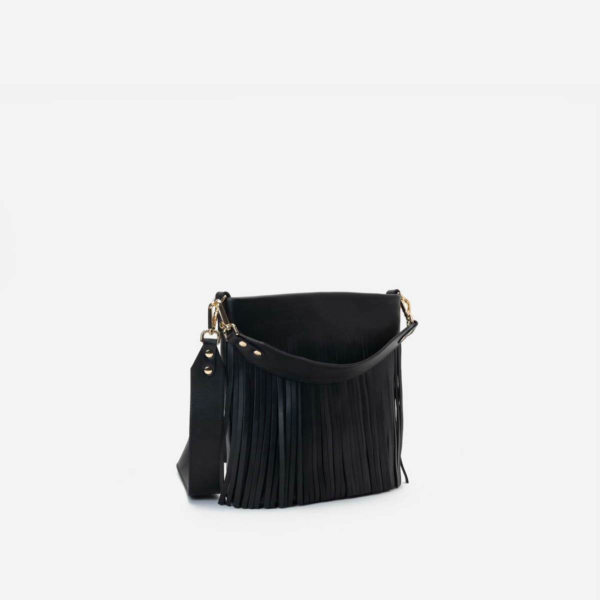 Bolso de piel con flecos Tango Flecos color negro, de Mercules