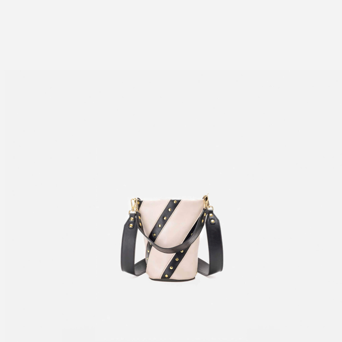 Candy Twist small studded bag in bone and black, by Mercules