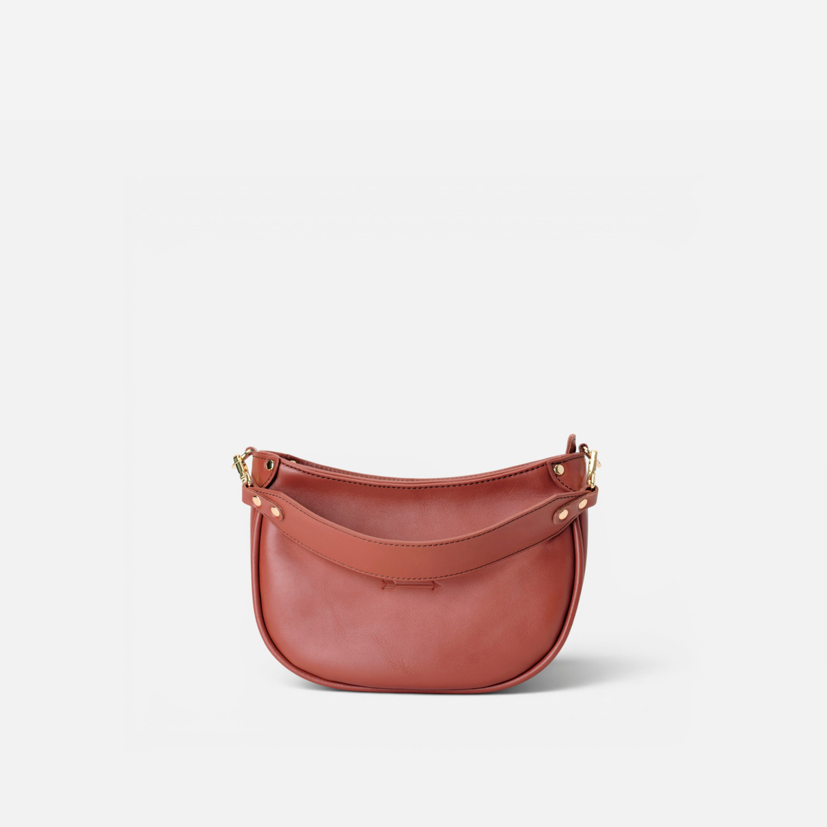 Bolso media luna de piel Coney color teja, de Mercules