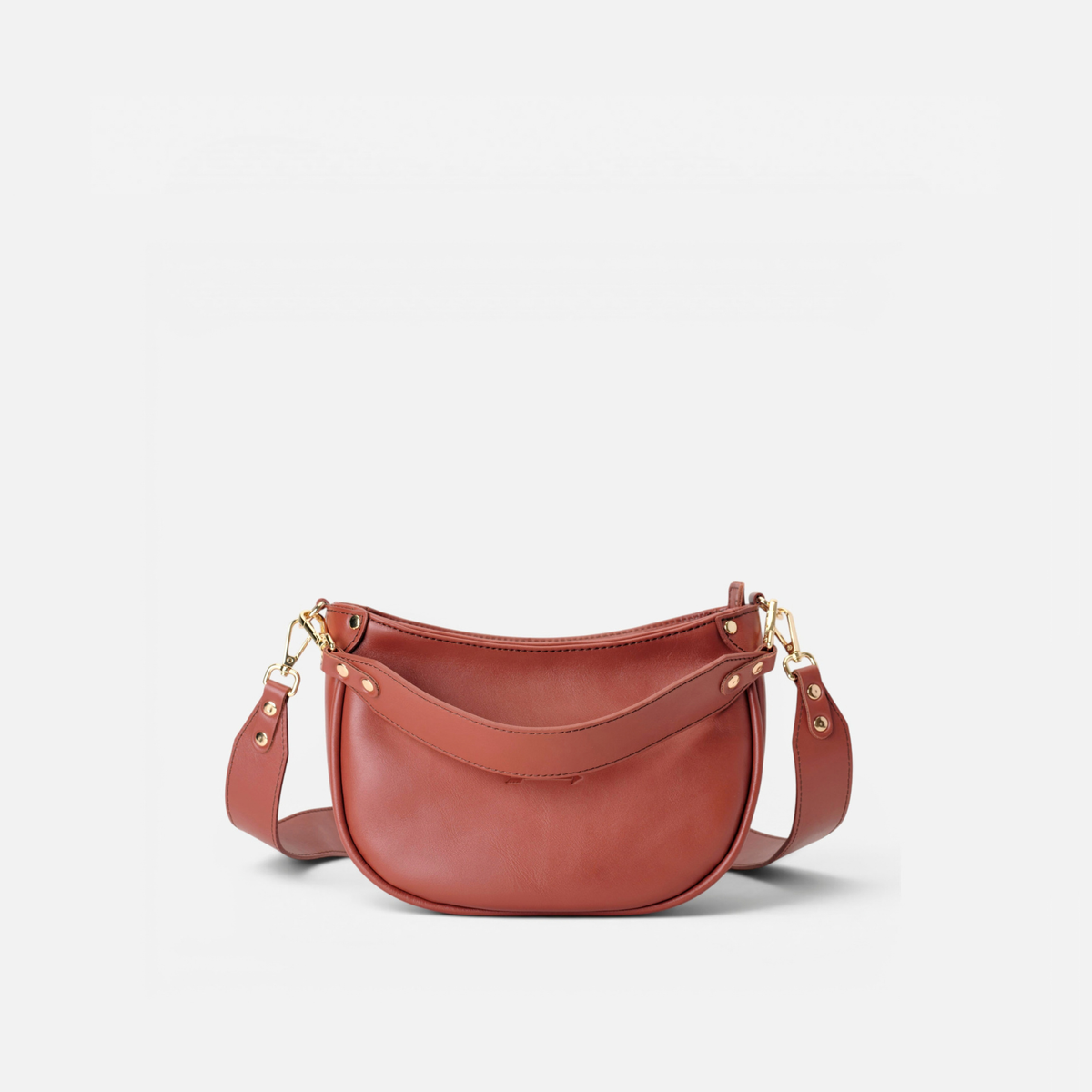 Bolso media luna de piel Coney color teja, de Mercules