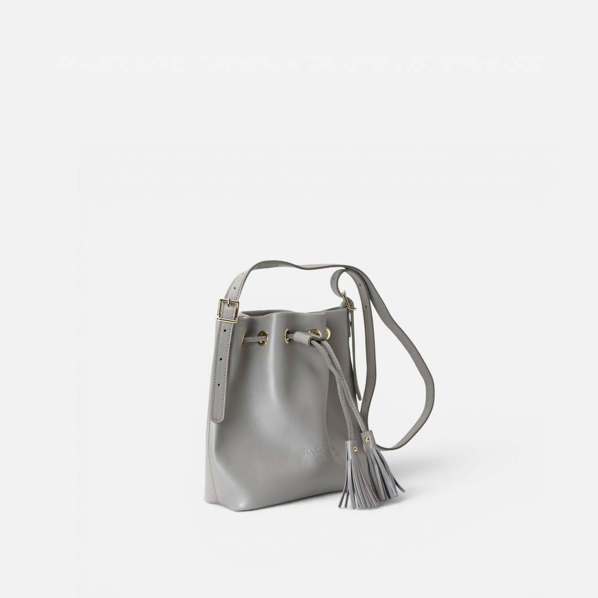 Bolso bombonera de piel Pampa color gris, de Mercules