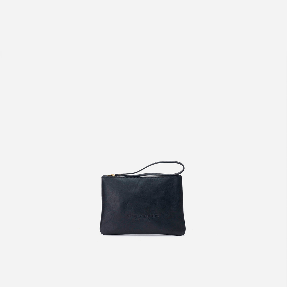 Clutch de piel Zipper color negro, de Mercules