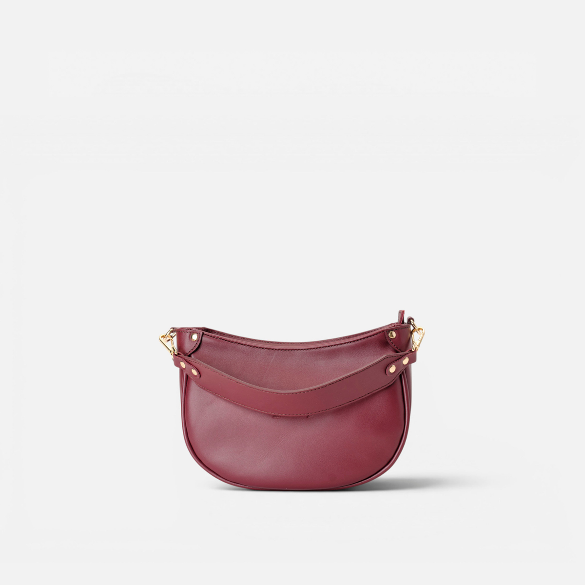 Coney half-moon leather bag in burgundy, by Mercules