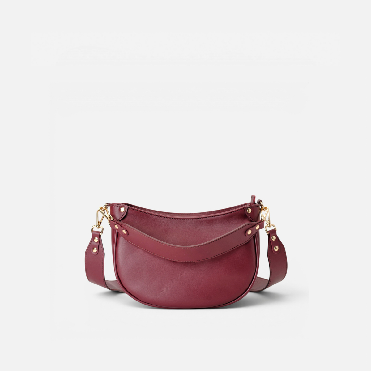 Coney half-moon leather bag in burgundy, by Mercules