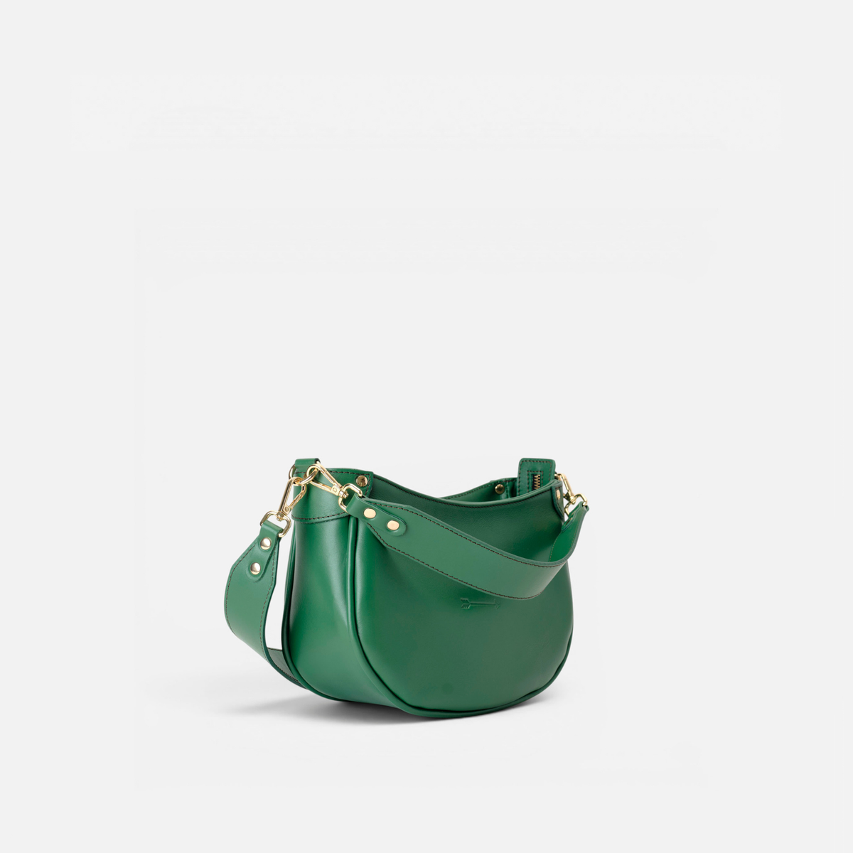 Bolso media luna de piel Coney color verde, de Mercules