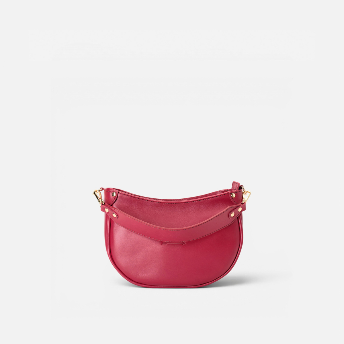 Bolso media luna de piel Coney color rojo lipstick, de Mercules