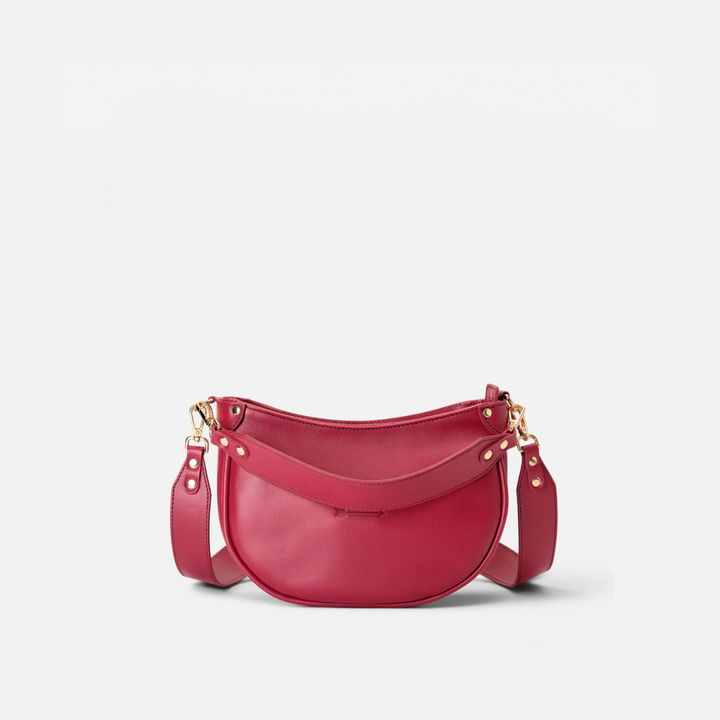 Coney half-moon leather bag in lipstick red, by Mercules
