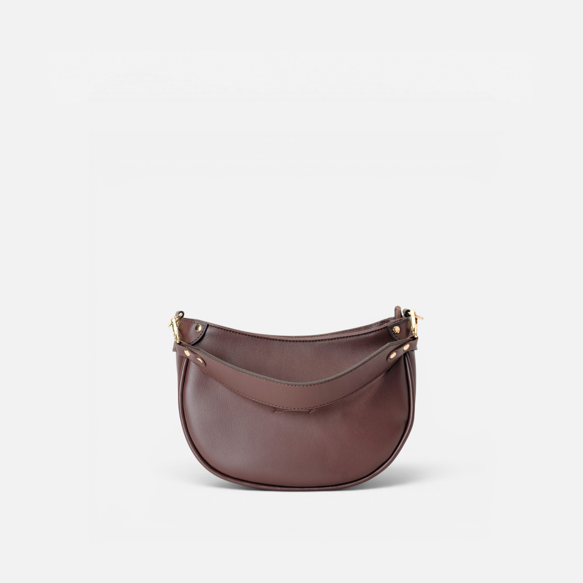 Bolso media luna de piel Coney color marrón testa, de Mercules