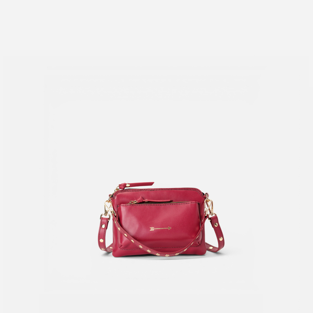 Bolso pequeño con tachuelas Bugsy color rojo lipstick, de Mercules