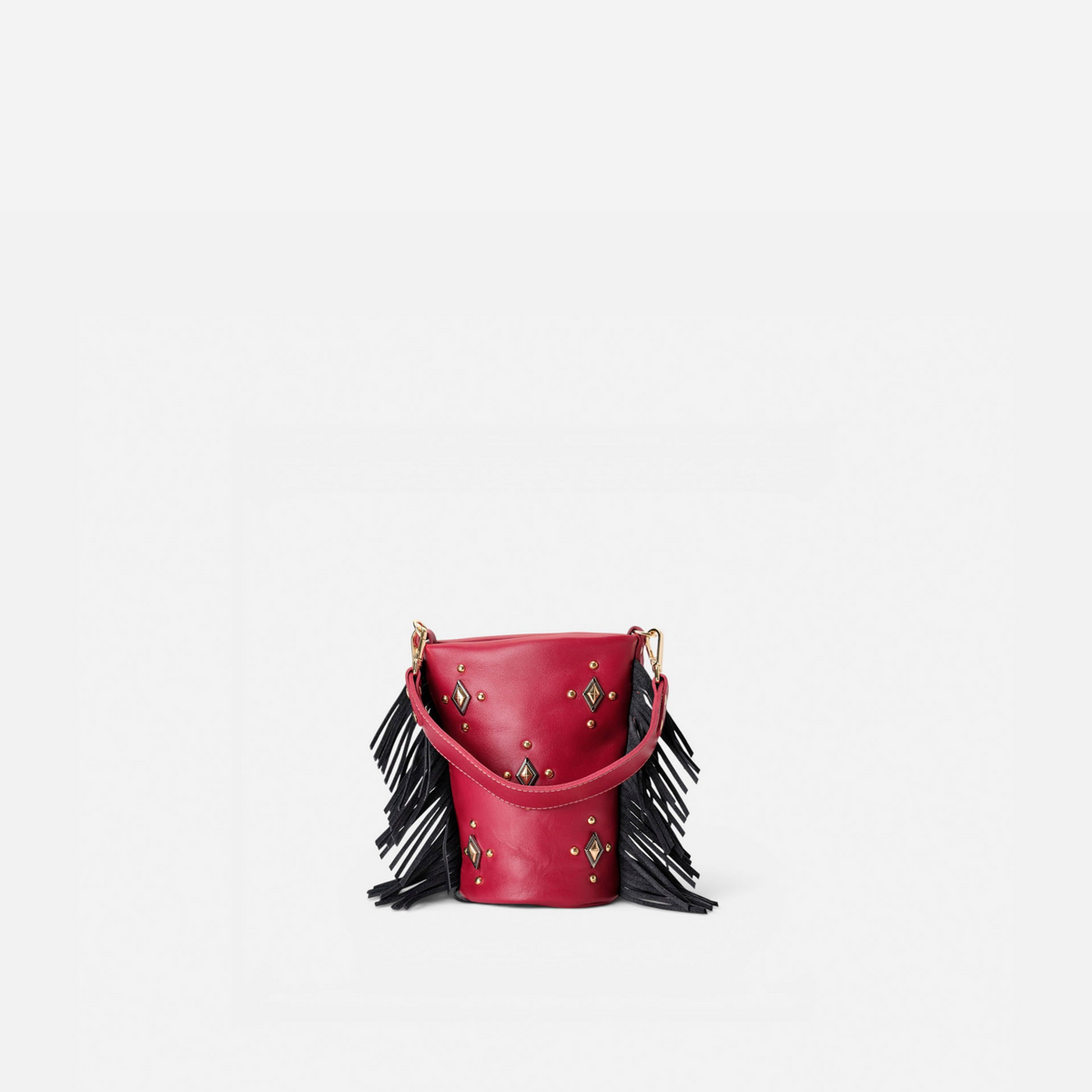 Bolso pequeño con flecos Candy Flecos color rojo lipstick y negro, de Mercules