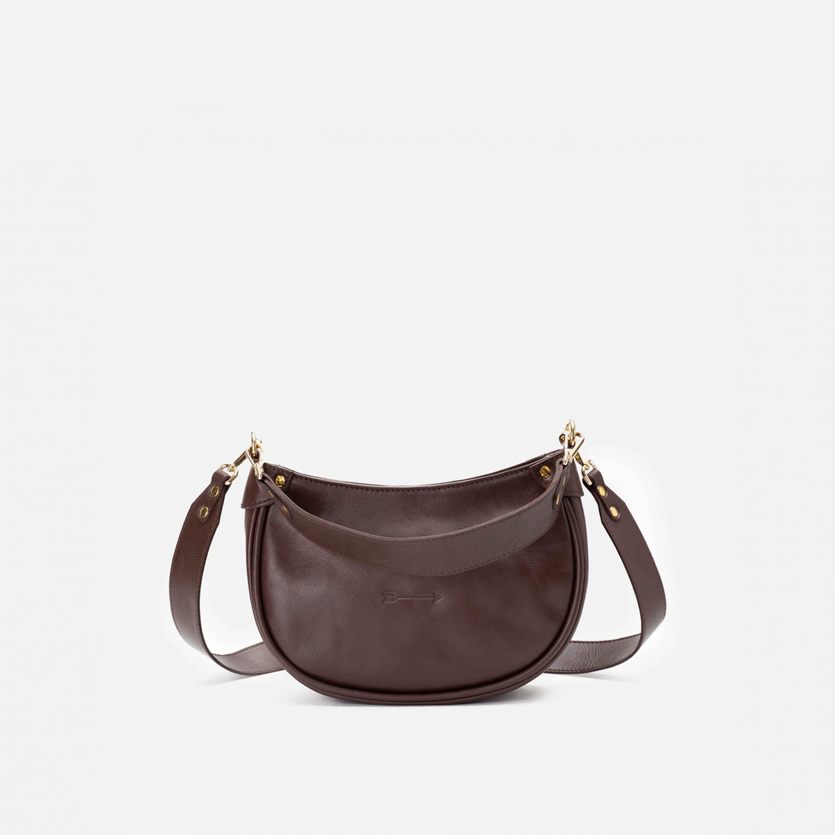 Bolso media luna de piel Coney color marrón testa, de Mercules