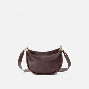 Bolso media luna de piel Coney color marrón testa, de Mercules