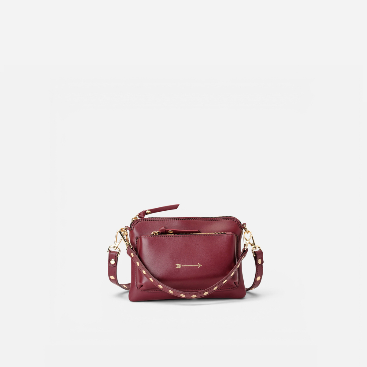 Bugsy small studded bag in burgundy, by Mercules