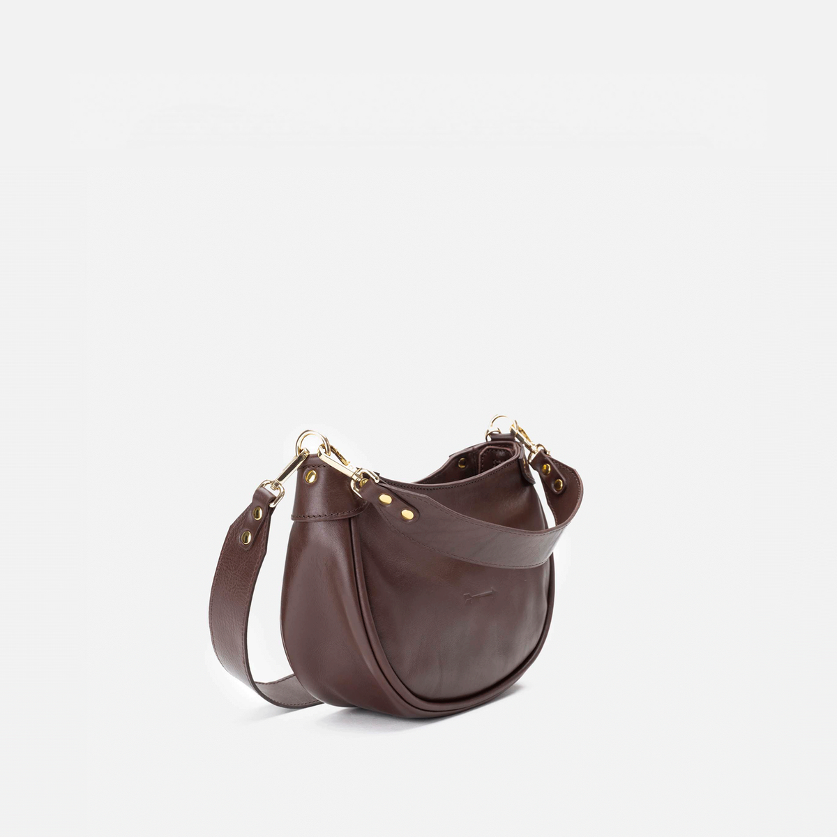 Bolso media luna de piel Coney color marrón testa, de Mercules