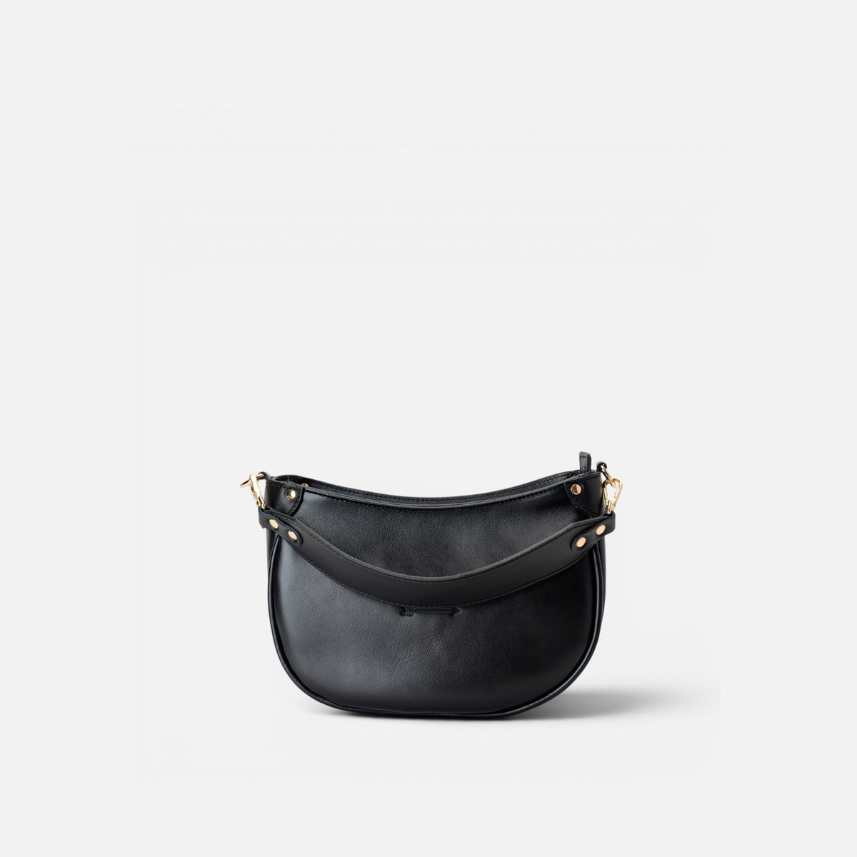 Bolso media luna de piel Coney color negro, de Mercules