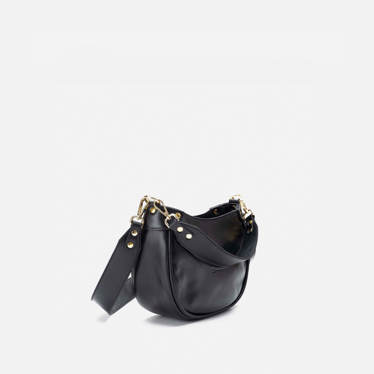 Bolso media luna de piel Coney color negro, de Mercules