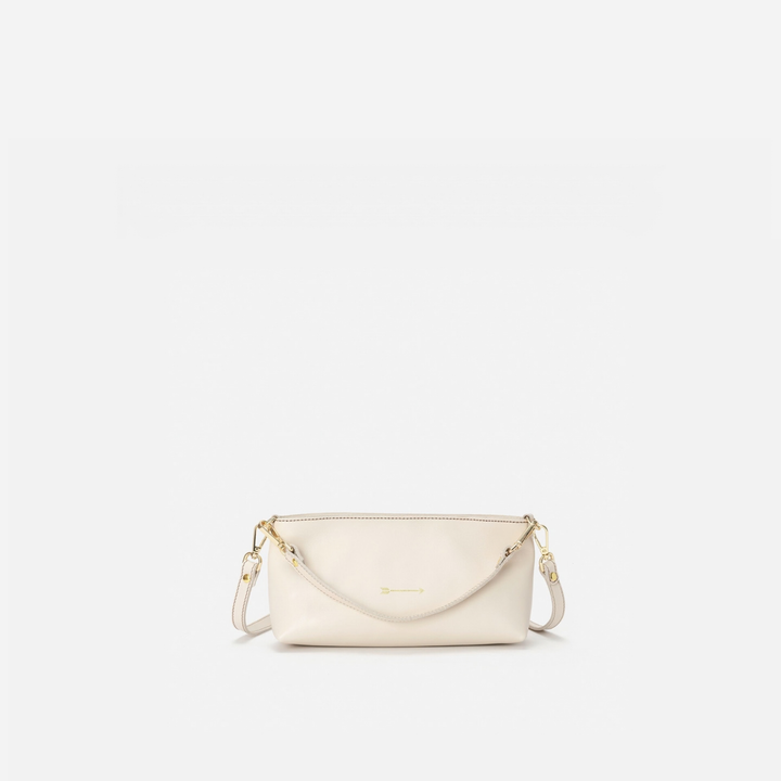 Carri leather baguette bag in bone, by Mercules