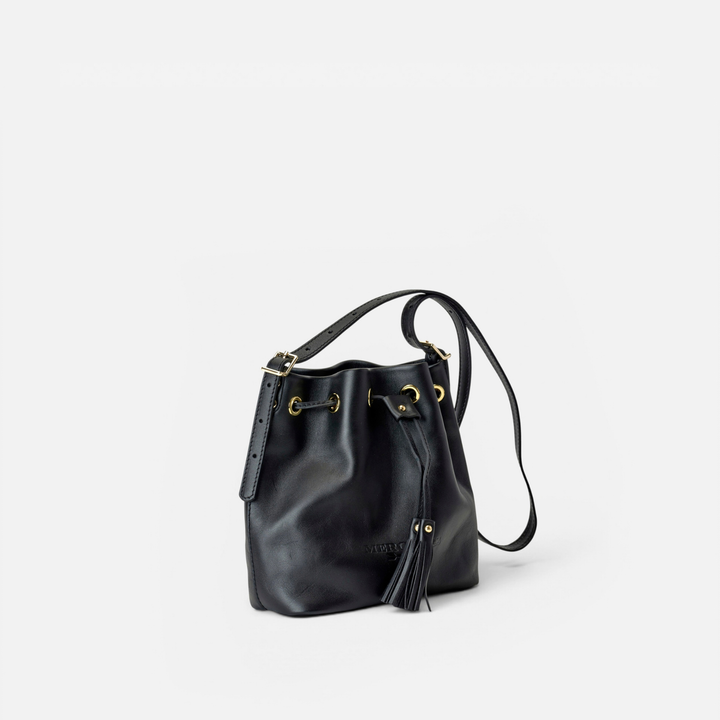 Bolso bombonera de piel Pampa color negro, de Mercules