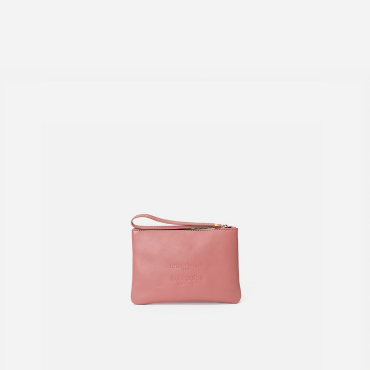 Clutch de piel Zipper Pelayo color blush, de Mercules