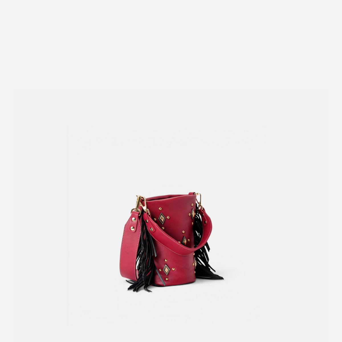 Bolso pequeño con flecos Candy Flecos color rojo lipstick y negro, de Mercules