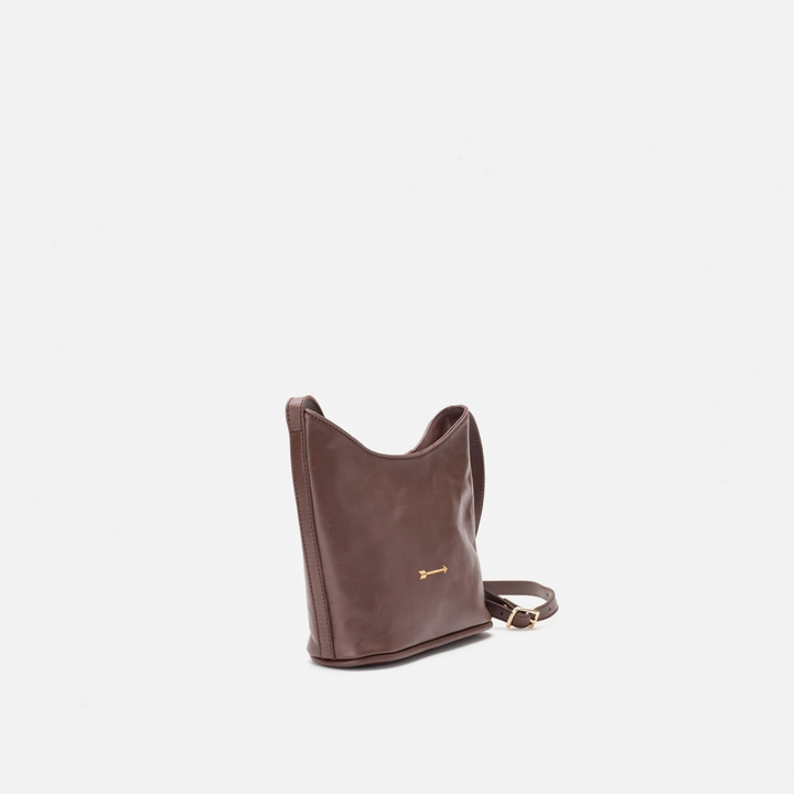 Corbet leather crossbody bag in testa brown, by Mercules