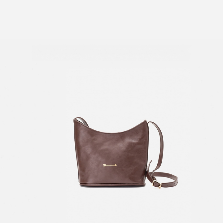 Corbet leather crossbody bag in testa brown, by Mercules