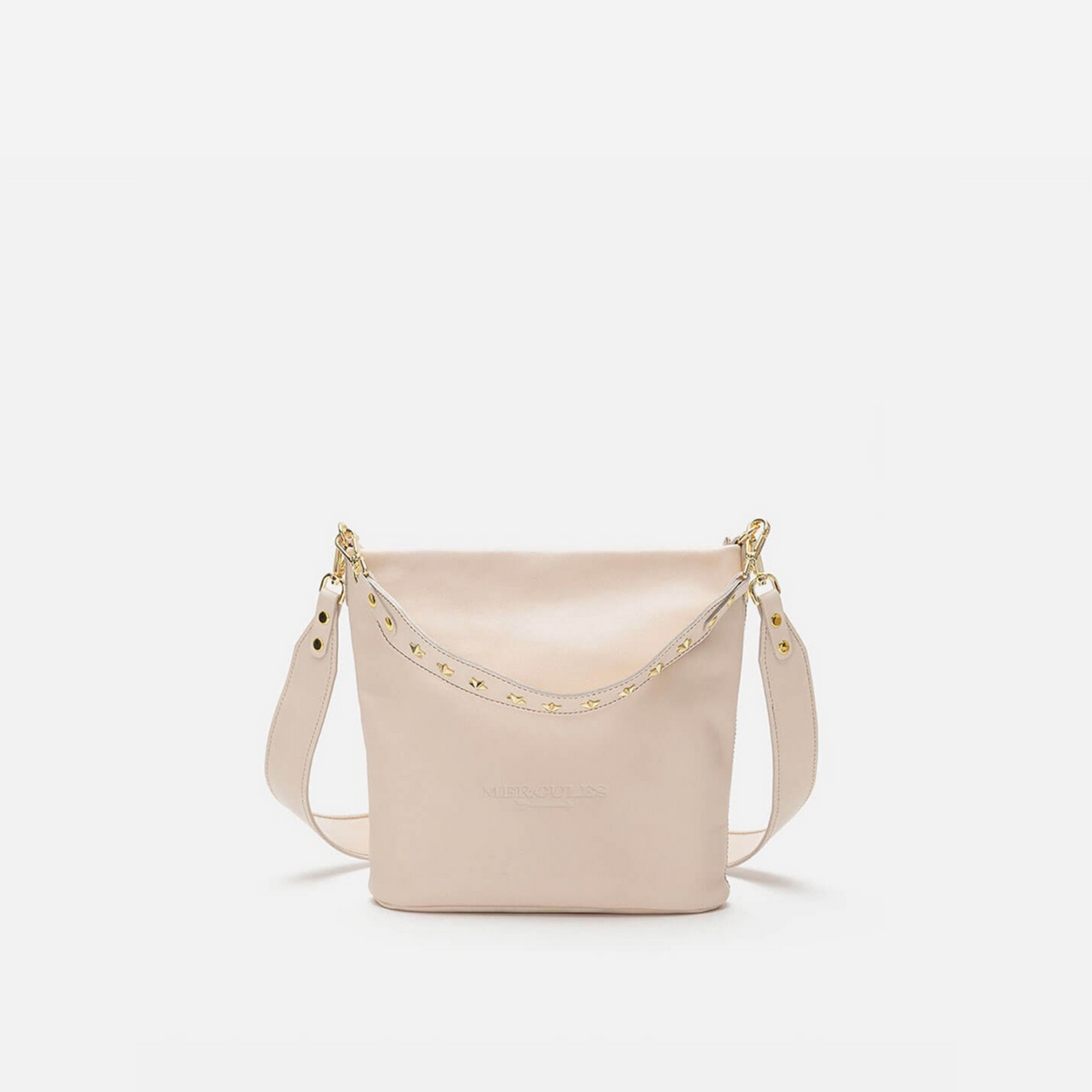 Tango leather bag with star handle in bone, by Mercules