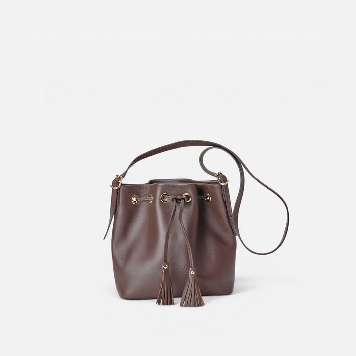 Bolso bombonera de piel Pampa color marrón testa, de Mercules