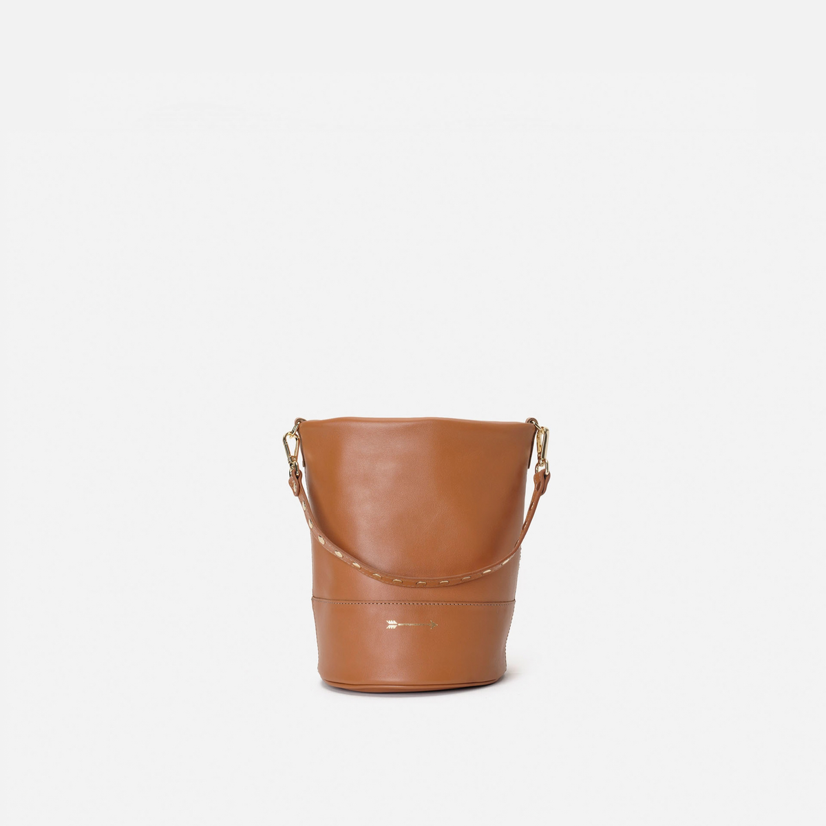 Bolso cubo con tachuelas Perseo color coñac, de Mercules