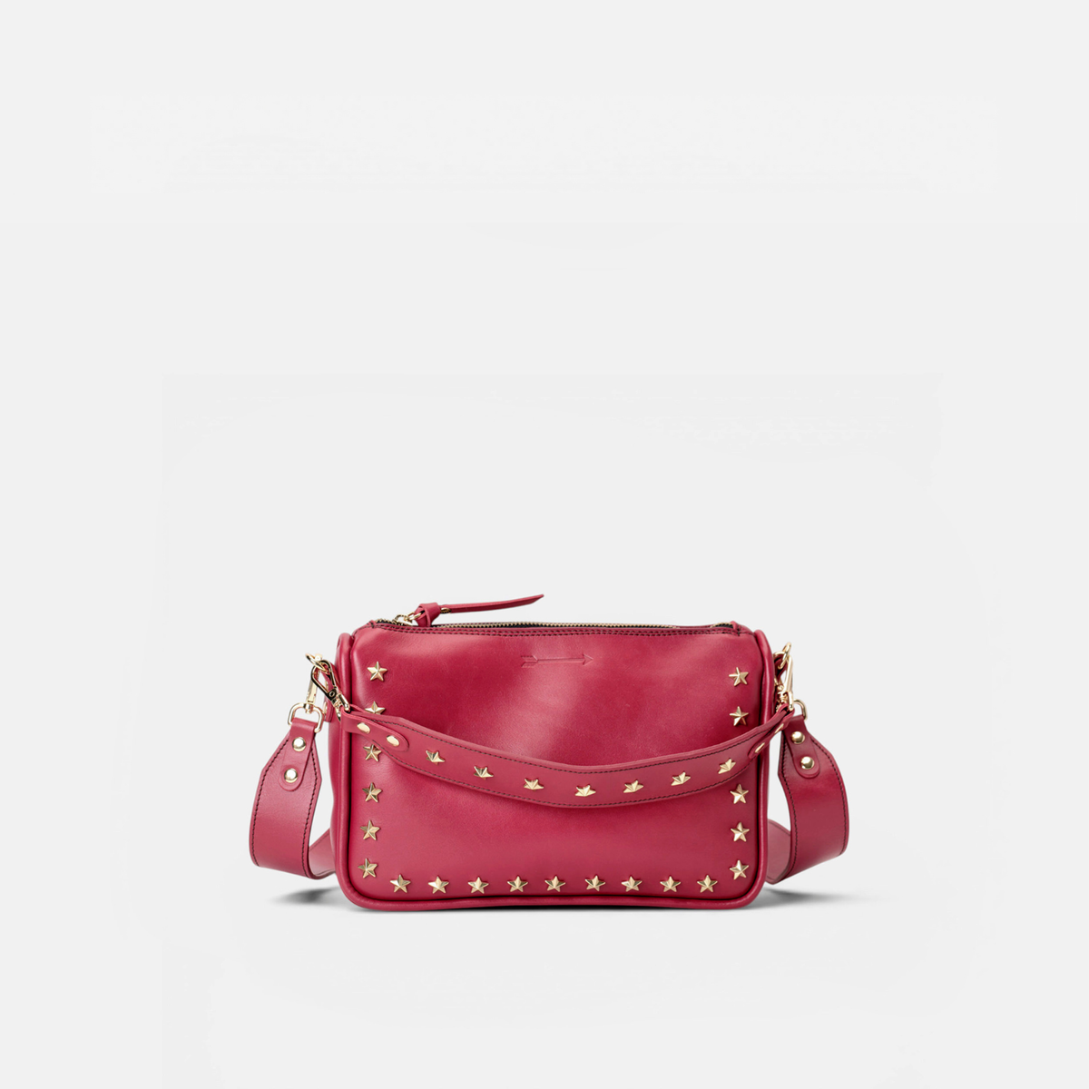 Sandy Stars leather bag with stars in lipstick red, by Mercules