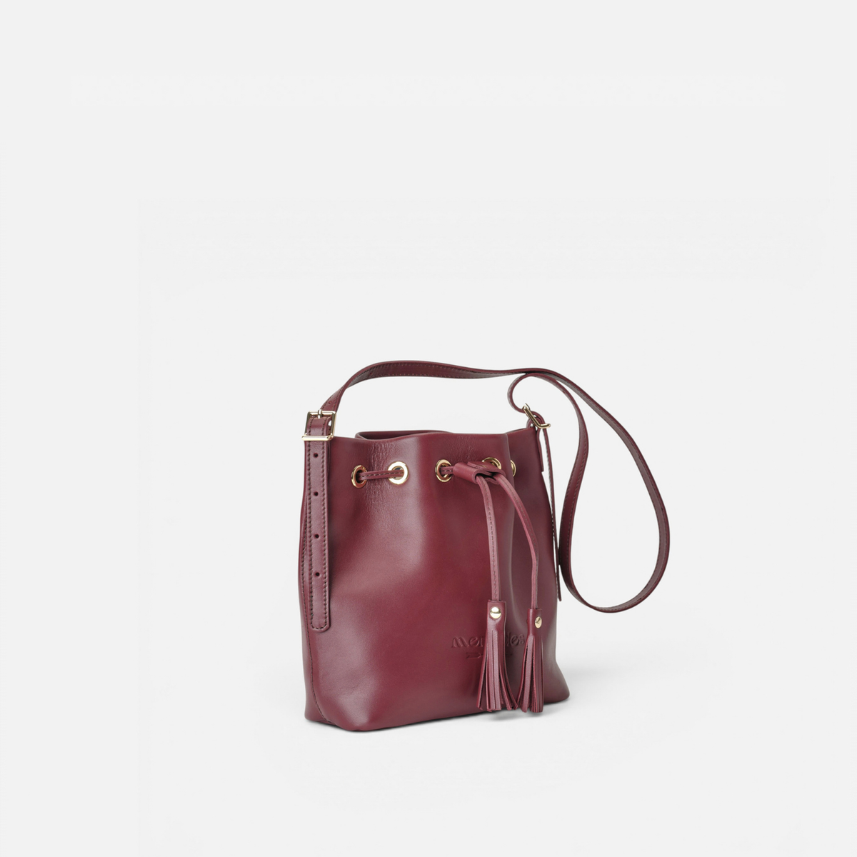 Bolso bombonera de piel Pampa color burdeos, de Mercules