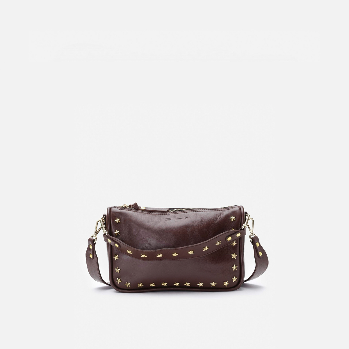 Sandy Stars leather bag with stars in testa brown, by Mercules