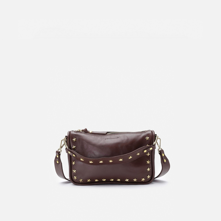 Bolso de piel con estrellas Sandy Stars color marrón testa, de Mercules