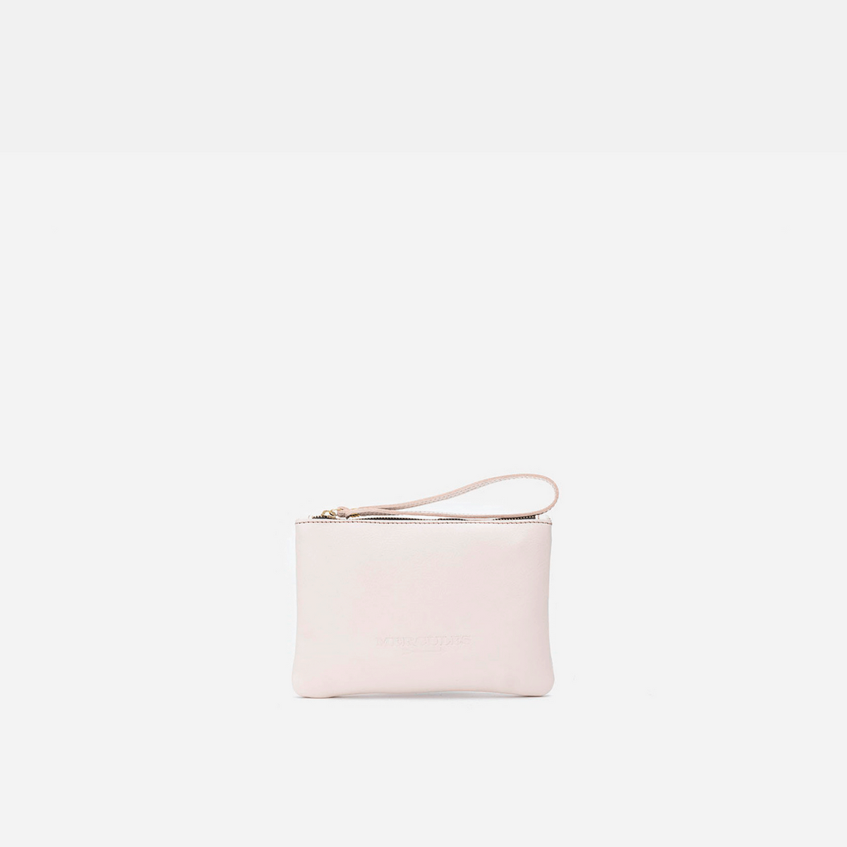 Clutch de piel Zipper color hueso, de Mercules